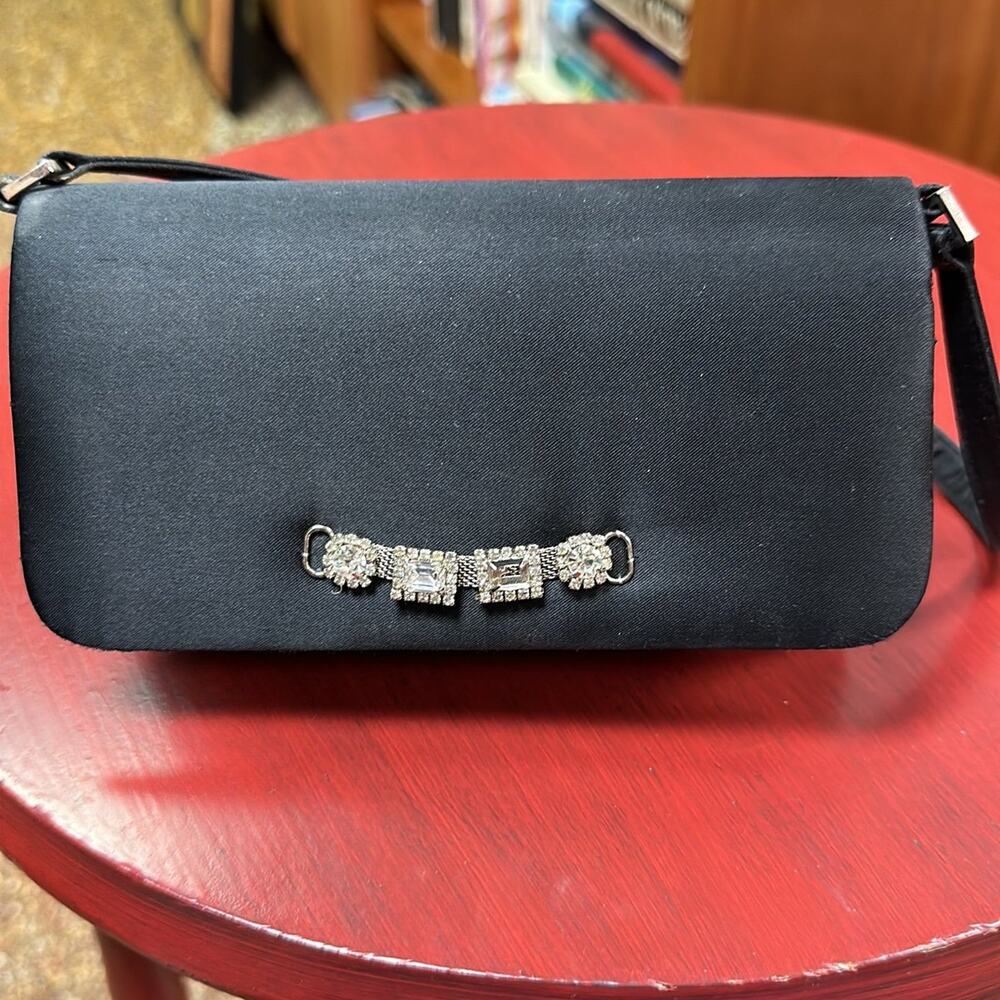 Black satin evening bag Womens‎